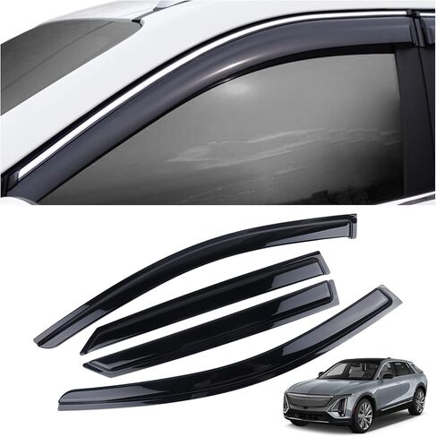 4 Pieces Tape-on Extra Durable Rain Guards Fit for 2023-2025 Cadillac Lyriq,Window Deflectors,Window Visors (Smoke Black) in Kuwait