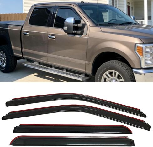 واقيات المطر على شكل قناة متوافقة مع Ford F-250 Super Duty 2017-2026 4 قطع من أقنعة النوافذ الجانبية الملونة بالدخان in Kuwait
