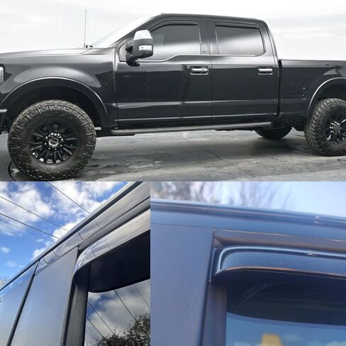 واقيات المطر على شكل قناة متوافقة مع Ford F-250 Super Duty 2017-2026 4 قطع من أقنعة النوافذ الجانبية الملونة بالدخان in Kuwait
