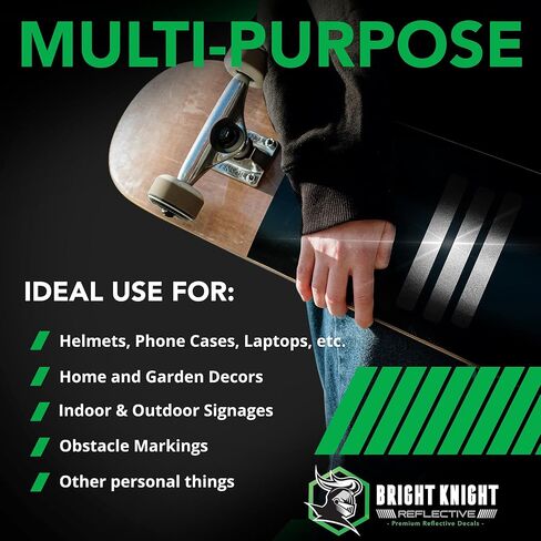 Bright Knight Reflective Stickers for Helmet 3M Reflective Vinyl Pre-Cut Rectangle Strips for Bike Car and Motorcycle Decals High Visibility Safety Hard Hat Stickers Made in USA in Saudi Arabia