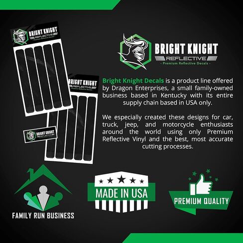 Bright Knight Reflective Stickers for Helmet 3M Reflective Vinyl Pre-Cut Rectangle Strips for Bike Car and Motorcycle Decals High Visibility Safety Hard Hat Stickers Made in USA in Saudi Arabia