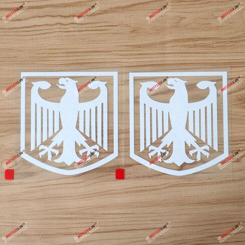 2X White 4'' German Coat of Arms Eagle Decal Sticker Car Vinyl Germany Deutschland die-Cut Framed in Kuwait