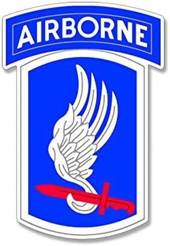 173rd Army Airborne Shield Shaped Sticker (Logo Seal Vinyl Decal 173 red Sword Wing for Carl or Laptop (3 x 4 inch) US Army Licensed in Kuwait