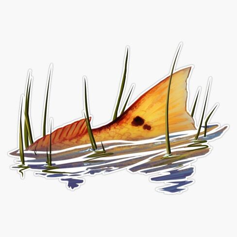 Tailing Redfish in Grass | Redfish Tail Bumper Sticker Vinyl Decal 5" in Kuwait