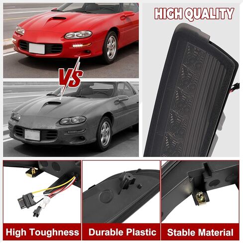 HECASA زوج بدوره أضواء الإشارة متوافق مع 1993-2002 تشيفي شيفروليه كامارو المصد الأمامي بدوره مصباح إشارة البلاستيك (PC + ABS) سائق والركاب عدسة الدخان الجانبية in Kuwait