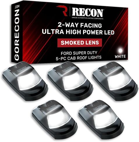 RECON - Fits 2023-2025 Super Duty F250 F350 F450 F550 5-Piece Cab Roof Light Set 2-Way Front & Rear Facing Ultra High Power LEDs (Replaces Factory/OEM Cab Lights Only) (AMBER LED, SMOKED LENS) in Saudi Arabia