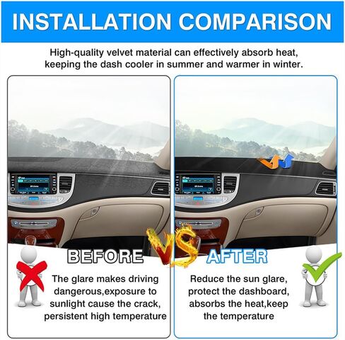Car Dash Cover Mat Fit for Hyundai Genesis Sedan 4 Door 2008-2012 2013 2014,Dashboard Pad Dash Mat Sunshade Glare UV Rays Protector Dashboard Cover Mat Non-Slip in Saudi Arabia