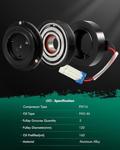 SCITOO AC Compressor Clutch Fit for Chevrolet for Cobalt 2.2L 2007-2010, Air Conditioning Compressor for Chevrolet for HHR 2.2L 2.4L 2007-2011, for Pontiac for G5 2.2L 2007-2010 in Kuwait