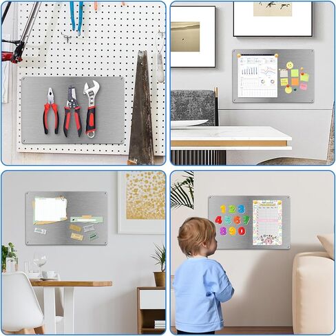 3 Pack Magnetic Board, 17.1" x 11.8" Magnet Bulletin Board with Dual Mounting Display for Notes, Photos, Letters, Spice Jars, Suitable for Wall, Refrigerator, Cabinet in Kuwait