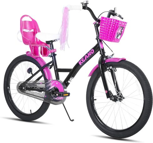 KEANO Zinnia 14 16 20 Inch Kids Bike for Girls Ages 3-10 Years, Girls' Bikes with Training Wheels, Streamers, Basket and Doll Seat, Children Bicycles in Kuwait
