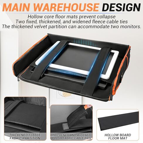Padded Monitor Carrying Case-12MM Thick Full Wrap,27-32 Inch Computer Screen Bag Hold Up to 2 LCD Screens/TVs,4 Ways to Carry,Multiple Pockets for Keyboard,Mouse,Accessories in Saudi Arabia