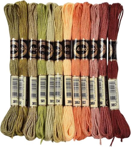 24 Skeins 210 Yards Cross Stitch Floss Variegated Polyester Embroidery Thread Autumn Color Friendship Bracelet String 6 Ply Yarn Threads Bulk for Jewelry Making Bracelet Knitting Stitching in Kuwait