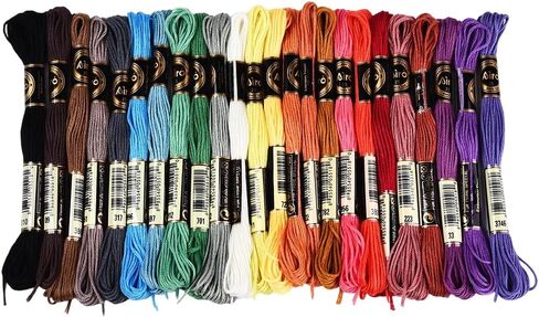 24 Skeins 210 Yards Cross Stitch Floss Variegated Polyester Embroidery Thread Autumn Color Friendship Bracelet String 6 Ply Yarn Threads Bulk for Jewelry Making Bracelet Knitting Stitching in Kuwait