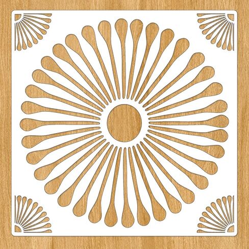 2-Pack 12" x 12" Large Boho Sunburst Floral Tile Stencils - Reusable Vintage Floor & Wall Stencils Templates for Painting Floors, Tile, Concrete Patio, Wall, Furniture, Canvas, Fabric & Home Decor in Saudi Arabia