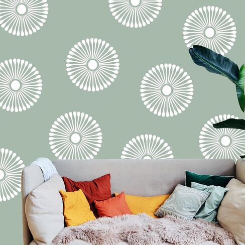 2-Pack 12" x 12" Large Boho Sunburst Floral Tile Stencils - Reusable Vintage Floor & Wall Stencils Templates for Painting Floors, Tile, Concrete Patio, Wall, Furniture, Canvas, Fabric & Home Decor in Saudi Arabia