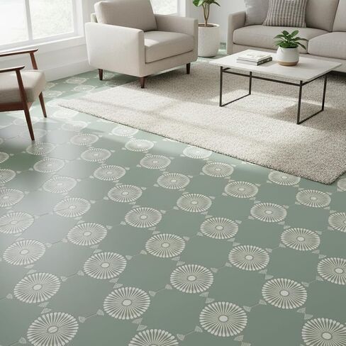 2-Pack 12" x 12" Large Boho Sunburst Floral Tile Stencils - Reusable Vintage Floor & Wall Stencils Templates for Painting Floors, Tile, Concrete Patio, Wall, Furniture, Canvas, Fabric & Home Decor in Saudi Arabia