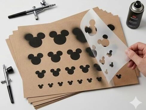 Micky Mouse Pattern Stencil – 4 Size Options – Reusable Mickey Stencil for Painting, Drawing, Walls, Wood, Fabric in Saudi Arabia