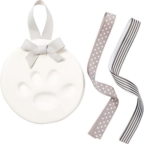 Pearhead Pet Paw Print Keepsake Ornament Kit - DIY Hanging Clay Keepsake for Dogs & Cats, Pet's First Christmas Ornament, Customized Family Ornament, 3 Ribbons in Saudi Arabia
