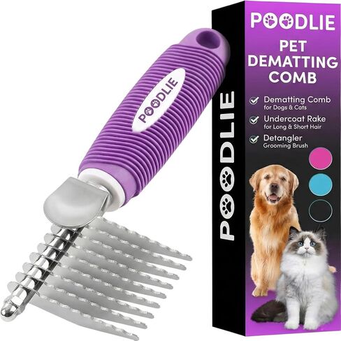 Poodle Dematting Fur Rake Comb Brush للكلاب والقطط - شفرات السلامة الفولاذية الطويلة 2.5 " in Saudi Arabia