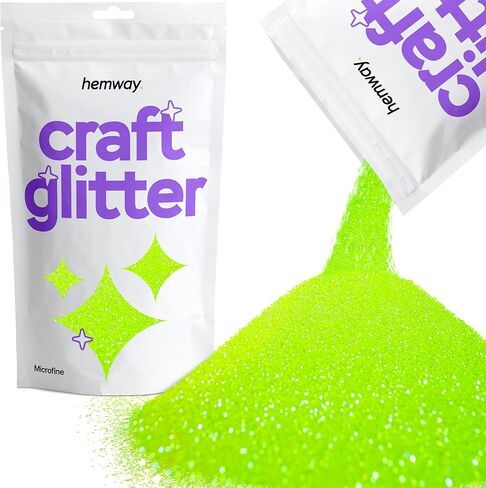 Hemway Craft Glitter 100g / 3.5oz Glitter Flakes for Arts Crafts Tumblers Resin Epoxy Scrapbook Glass Schools Paper Halloween Decorations - Microfine (1/256" 0.004" 0.1mm) - Fluorescent Green in Saudi Arabia