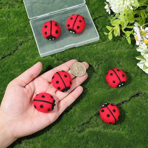 PH PandaHall 6PCS Wool Felt Ladybugs 3D Insect Wool Felt Cute Ladybug Shape Decor Red Ladybug Plush Decor for DIY Craft Women Creative Felting Projects Party Favors Home Indoor Decor, 1.38x1.18inch in Kuwait