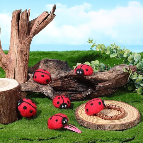 PH PandaHall 6PCS Wool Felt Ladybugs 3D Insect Wool Felt Cute Ladybug Shape Decor Red Ladybug Plush Decor for DIY Craft Women Creative Felting Projects Party Favors Home Indoor Decor, 1.38x1.18inch in Kuwait