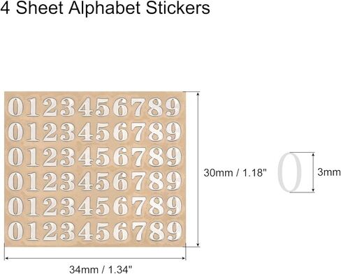 4 Sheets Number Resin Stickers 3D Small 0 to 9 Silver Mini Number Sticker Metallic Glitter Alloy for Resin Nail Scrapbooking 3mm in Kuwait