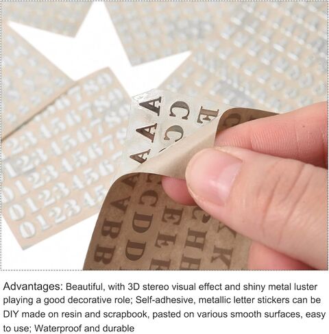 4 Sheets Number Resin Stickers 3D Small 0 to 9 Silver Mini Number Sticker Metallic Glitter Alloy for Resin Nail Scrapbooking 3mm in Kuwait