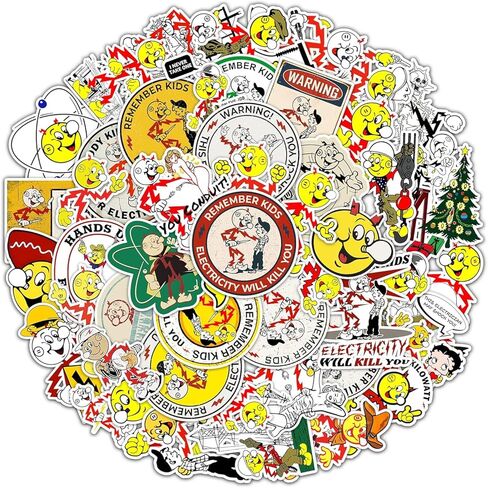 50pcs Electricity Will Kill You Sticker, Reddy Kilowatt Stickers, Remember Kids Electricity Will Kill You, Electrical Electrician Stickers Decals for Car, Water Bottle, Laptop, Hard Hat in Saudi Arabia