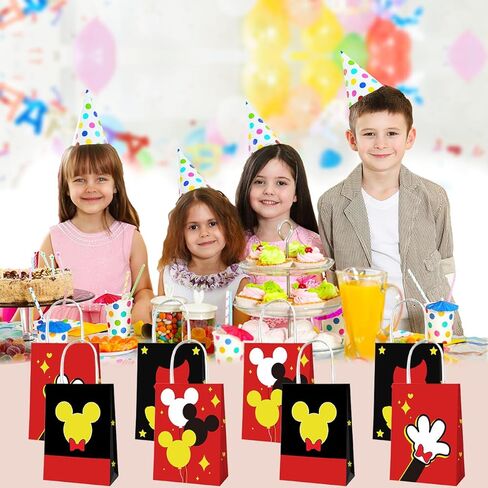 OU RUI 12Pcs Mouse Birthday Party Gift Bag Kids Birthday Candy Snack Carry Paper Bags Cartoon Mouse Theme Party Decoration Supplies in Kuwait