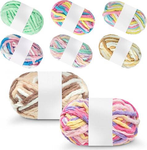 Chunky Yarn for Hand Knitting - 8 Pack Plush Yarn for Crocheting, Soft Bulky Polyester Chunky Blanket for Crochet Handcraft Blankets Hats Scarves Dolls Sweaters (21yds, 1.76 oz, Multicolor) in Saudi Arabia