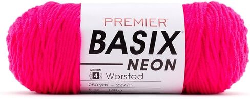 Premier Yarns Basix Worsted Neons, Medium Weight Acrylic Yarn, Ideal for Knitting & Crocheting, Power Pink in Kuwait