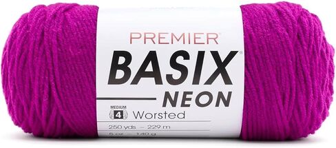 Premier Yarns Basix Worsted Neons, Medium Weight Acrylic Yarn, Ideal for Knitting & Crocheting, Power Pink in Kuwait