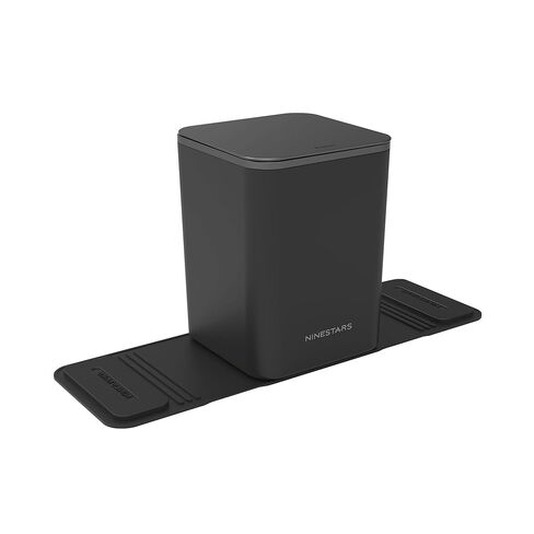 Ninestars Mini Car Trash Can with Press Lid, 3L / 0.79 Gallon Small Garbage Bin, Foldable Leak-Resistant Design with Weighted Non-Slip Base for Car Floor & Center Console (Black) in Saudi Arabia