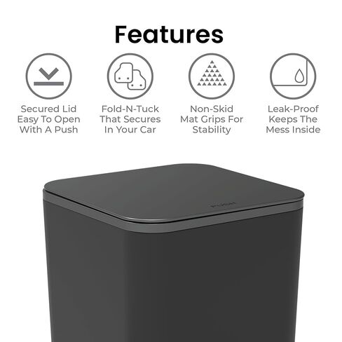 Ninestars Mini Car Trash Can with Press Lid, 3L / 0.79 Gallon Small Garbage Bin, Foldable Leak-Resistant Design with Weighted Non-Slip Base for Car Floor & Center Console (Black) in Saudi Arabia