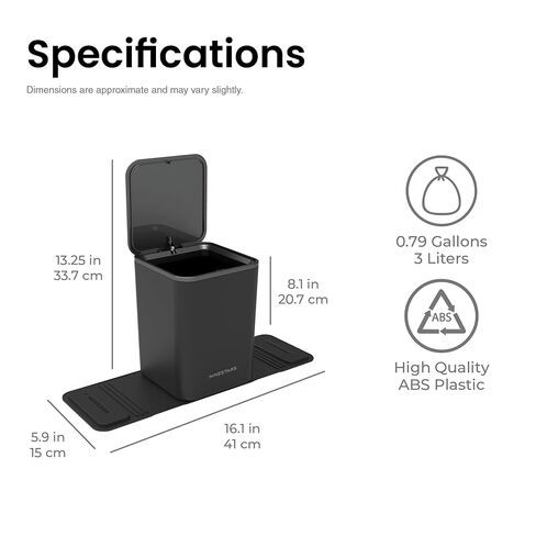 Ninestars Mini Car Trash Can with Press Lid, 3L / 0.79 Gallon Small Garbage Bin, Foldable Leak-Resistant Design with Weighted Non-Slip Base for Car Floor & Center Console (Black) in Saudi Arabia