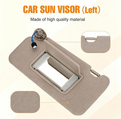 Sun Visor with Vanity Mirror – Platinum Gray for Honda HR-V 2016-2022 EX-L/EX/LX/Sport | Driver Side Replacement, Replaces 83230-T7W-A12ZA / 83280-T7W-A11ZA(Left Side) in Saudi Arabia