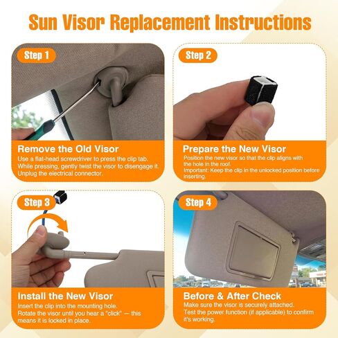 Sun Visor with Vanity Mirror – Platinum Gray for Honda HR-V 2016-2022 EX-L/EX/LX/Sport | Driver Side Replacement, Replaces 83230-T7W-A12ZA / 83280-T7W-A11ZA(Left Side) in Saudi Arabia