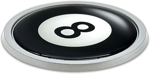 Black Billard 8 Ball Silver Plastic Emblem for Cars, Trucks, SUVs and All Auto | Universal Fit at 3.0" | Weatherproof | Made in The USA in Saudi Arabia