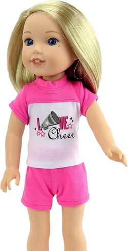 American Fashion World 'Love Cheer' Practice Shorts Set for 14-Inch Dolls | Premium Quality & Trendy Design in Kuwait