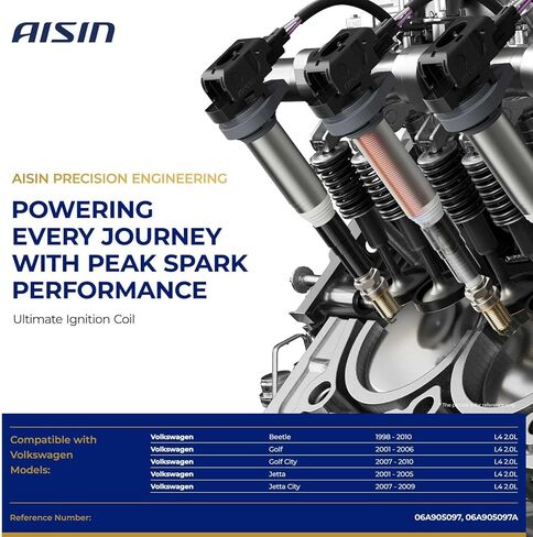 ملف الإشعال AISIN AFTERMARKET ESCVG-00702 - متوافق مع Volkswagen Jetta 2001-2005، Golf 2001-2006، Jetta City 2007-2009، Golf City 2007-2010، Beetle 1998-2010 - 2.0L in Kuwait
