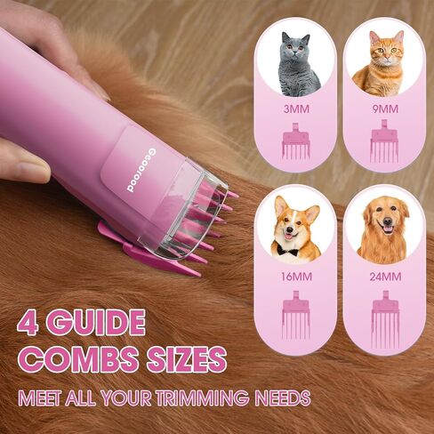 Dog Hair Vacuum & Grooming Kit 2.5L Large Capacity, Pet Grooming Vacuum with Clipper, Ideal for Shedding Dogs & Cats at Home Cleaning Tools - Purple/Pink in Kuwait