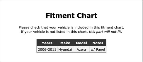 Front Left/Driver Side Window Regulator Compatible With Hyundai Azera 2011 2010 2009 2008 2007 2006 P-5753536 in Kuwait