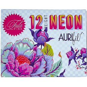 Aurifil Designer Collections 3 Large Spools 100% Cotton 12wt (356 Yards Each) TP12NC3 | 12wt Neon by Tula Pink Colors Included: 7002, 7000, 7001 - Made in Italy (TP12NC3-12wt Neon) in Kuwait