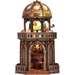 TOYQI Book Nook Mini House Kit, DIY Miniature Dollhouse Booknook for Adults, 3D Wooden Puzzle Bookend Bookshelf Insert Decor, Tiny Stargazing Tower Observatory, Gift for Family and Friends in Saudi Arabia