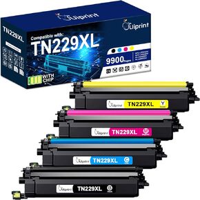 خرطوشة حبر TN229XL TN229 مكونة من 4 عبوات لطابعات Brother MFC-L3780CDW HL-L3280CDW HL-L3220CDW MFC-L3720CDW HL-L3300CDW، إنتاجية عالية تصل إلى 9900 صفحة (أسود، سماوي، أرجواني، أصفر) in Kuwait