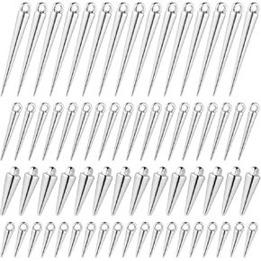 100 Pcs Spike Beads Cone Charm for Jewelry Making 4 Sizes Long Silver Spike Charms Vintage Punk Goth Charm Pendants for Women Necklace Bracelets Earring Clothing DIY Crafts in Kuwait