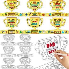 Fathers Day Crafts for Kids 48 PCS DIY Trophy Coloring Craft Kit Make Your Own Best Dad Trophy Gifts Projects Father's Day Toddlers Family Home Classroom Arts and Crafts Activities Party Supplies in Saudi Arabia