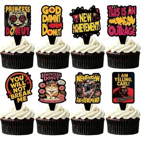 24PCS DCC Cupcake Toppers, Cartoon Party Decorations,Funny Dungeon Book Lover Theme Celebrations Party Supplies Crawler Reading Carl Merch for Game Book Fans(8 Designs, 3 Each) in Saudi Arabia