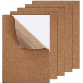 5 Pack Adhesive Cork Sheet, 1mm Thin Adhesive Cork Board Rectangle Cork Sticker Coasters Cork Pad for Wall Decoration Wedding Party DIY Craft Supplies (11.69×8.26 ×0.39 Inches) in Saudi Arabia
